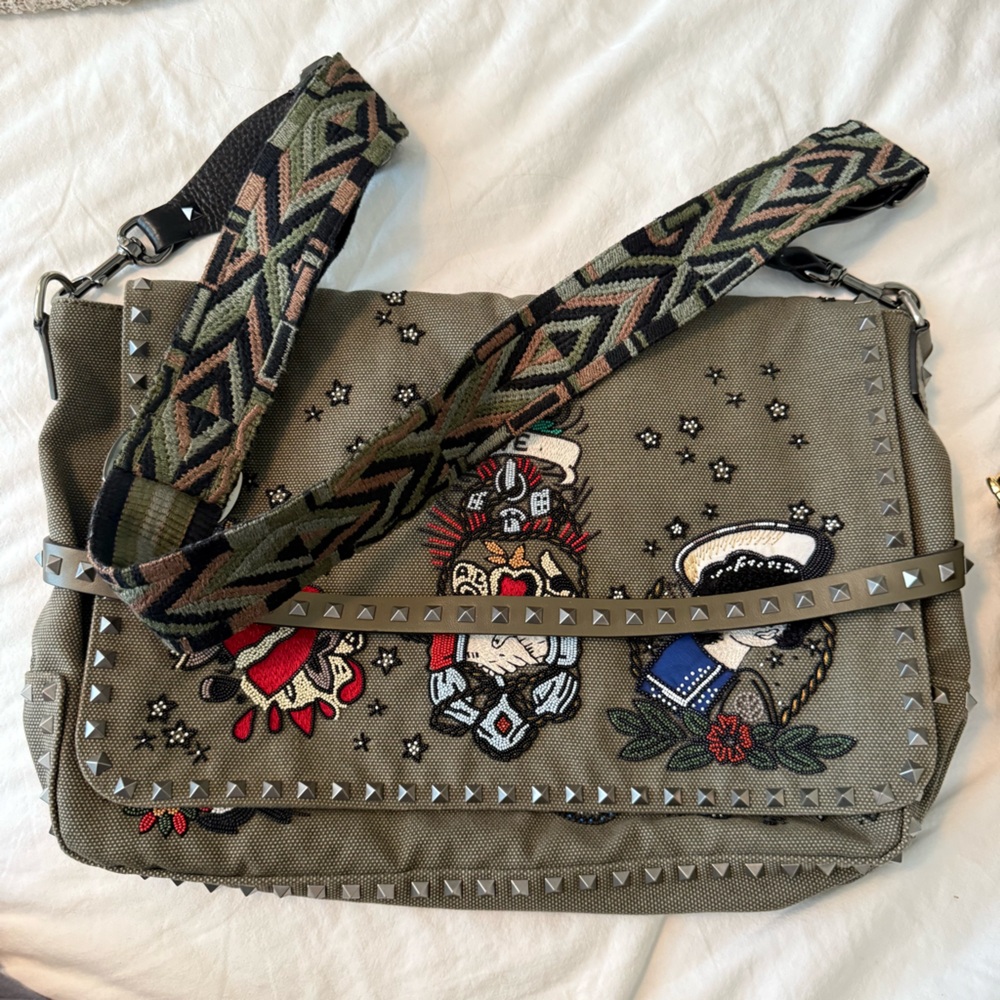 Valentino Olive Green messenger Bag